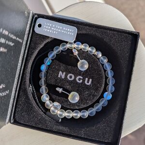 Nogu Mermaid Glass Bracelet and Studs - Rainbow White